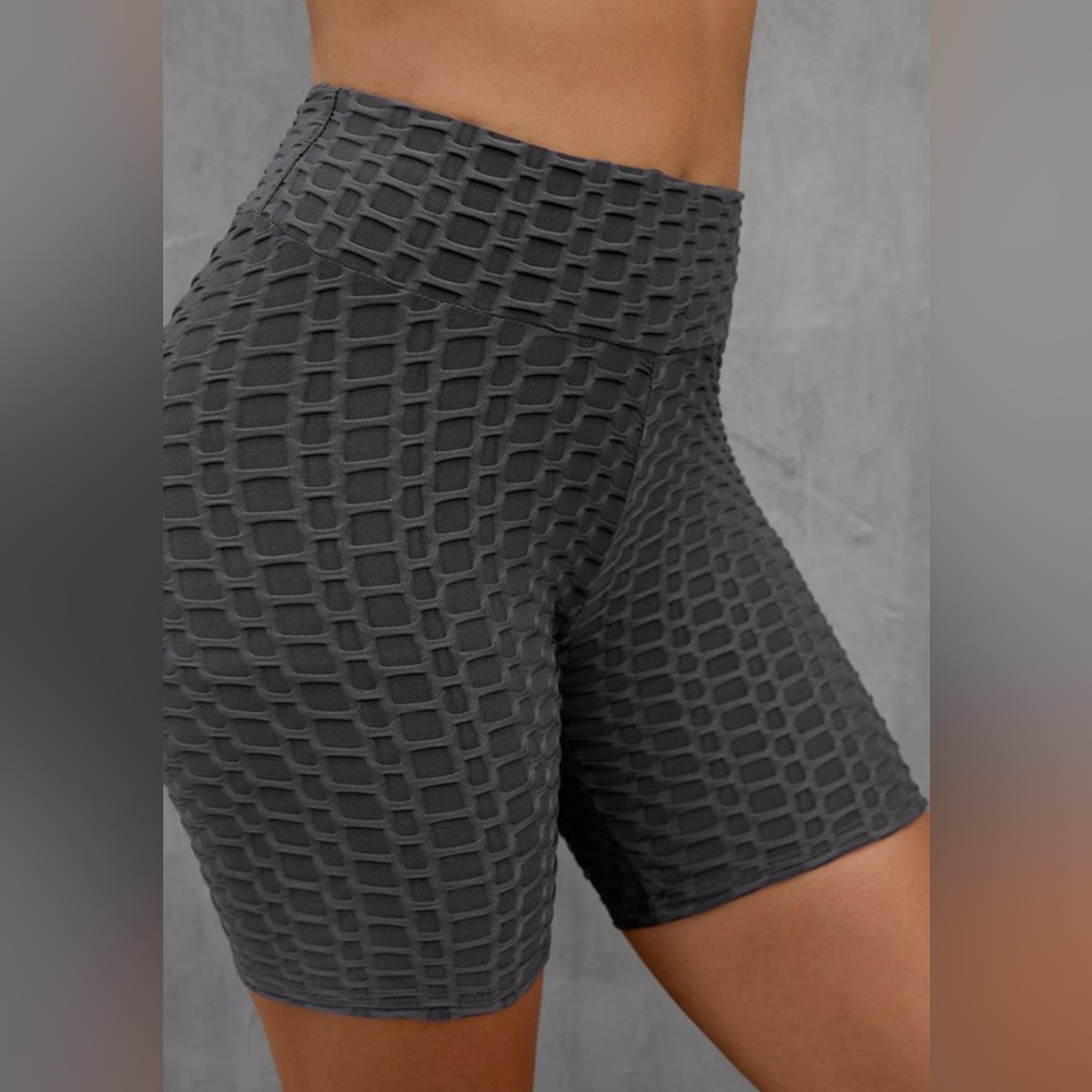 Grey Honeycomb Biker Shorts